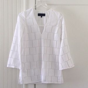 Kendall + Kylie Long-Sleeve Grid-Lace White Mini Dress